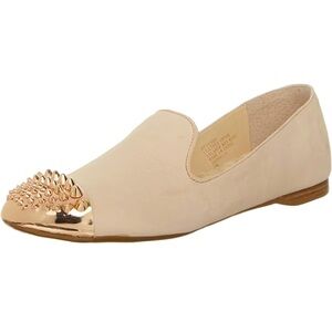 Botique 9 Cream Leather and Rose Gold Spike Toe Loafers